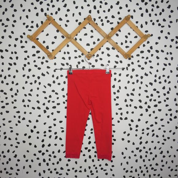 Jumping Beans Solid Red Lace Trim Toddler Cropped Leggings - Picture 3 of 6